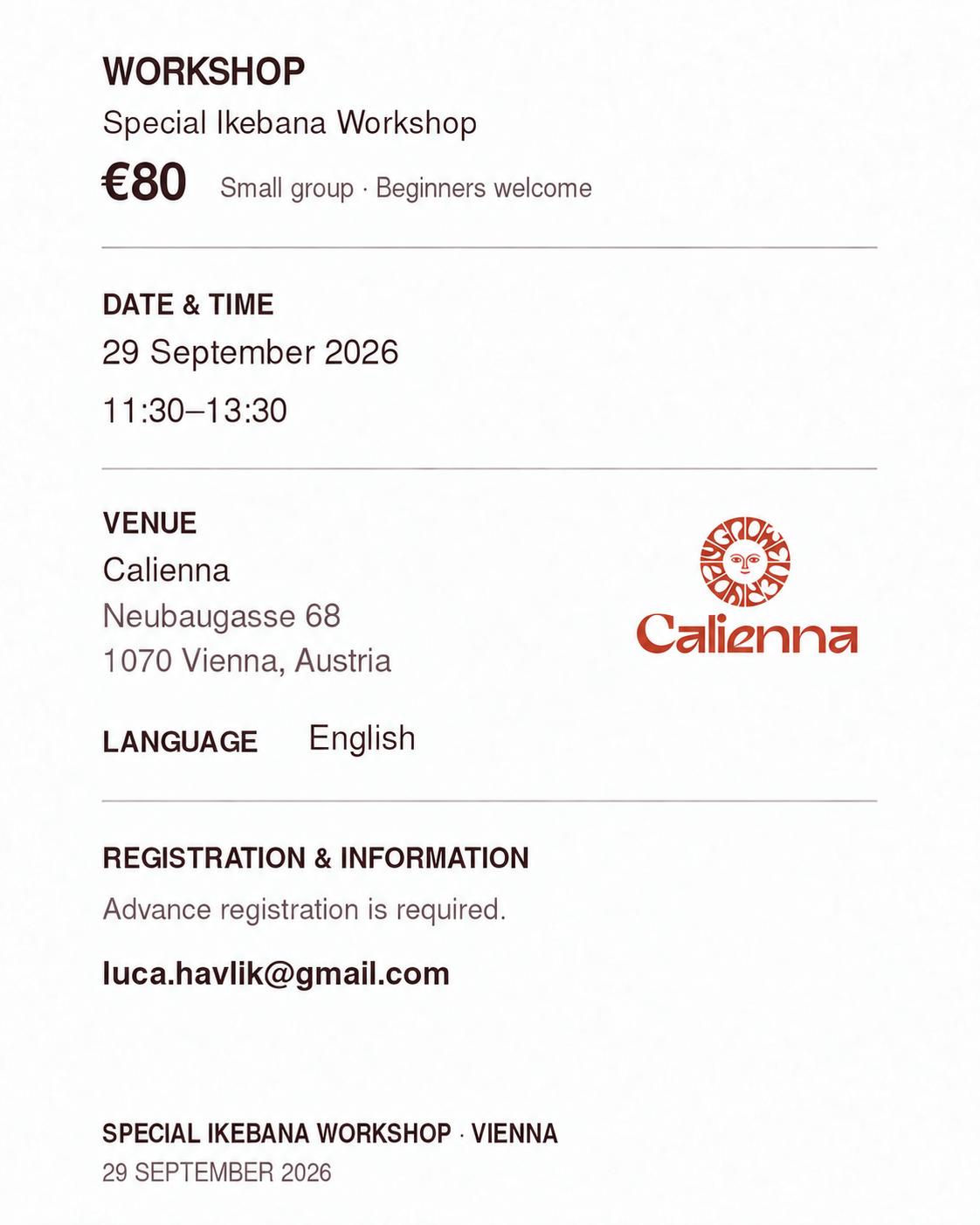 Special Ikebana Workshop with Toru Watarai at Calienna, Vienna